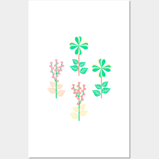 Retro Spring Flowers II Posters and Art